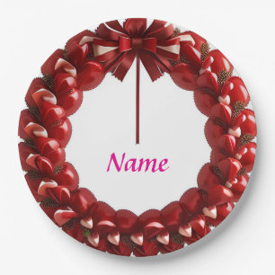 Assiettes En Carton Couronne de cœur décorative avec des cœurs rouges 
