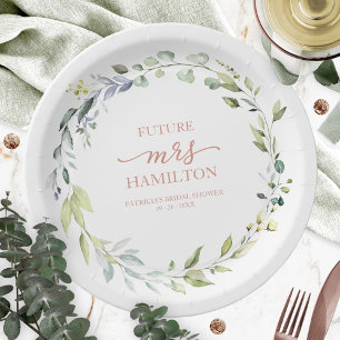 Assiettes En Carton Couronne de eucalyptus végétation mignonne pour Ba