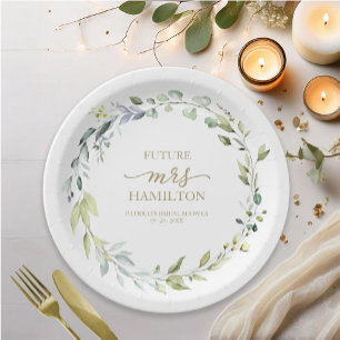 Assiettes En Carton Couronne de eucalyptus verdure mignonne pour Baby