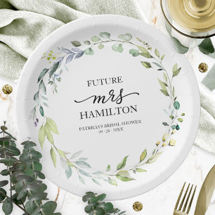 Assiettes En Carton Couronne de eucalyptus verdure mignonne pour Baby 