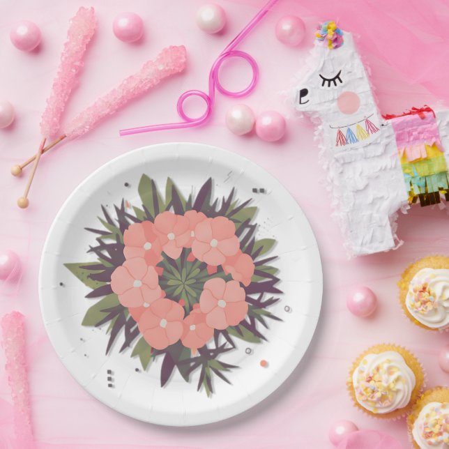 Assiettes En Carton Couronne de fleurs de l'harmonie (Fête)