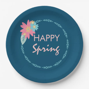 Assiettes En Carton Couronne de fleurs pour fête printanière Fleurs d'