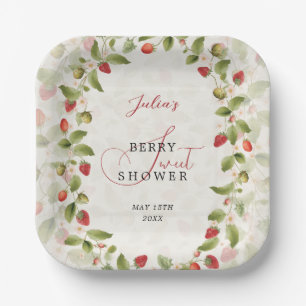 Assiettes En Carton Couronne de fleurs sauvages de fraises douces roug