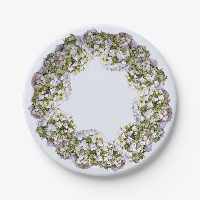 Assiettes En Carton Couronne de Hortensias (Devant)