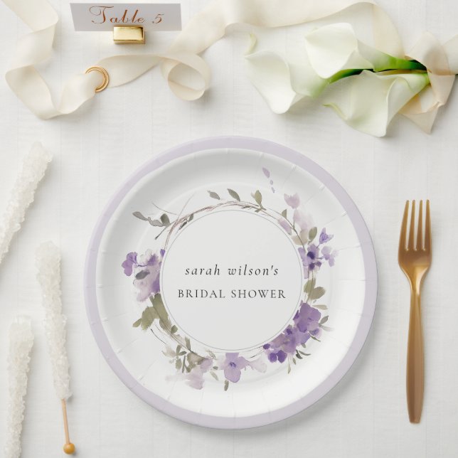 Assiettes En Carton Couronne de lilas de prairie rustique pour mariage (Mariage)