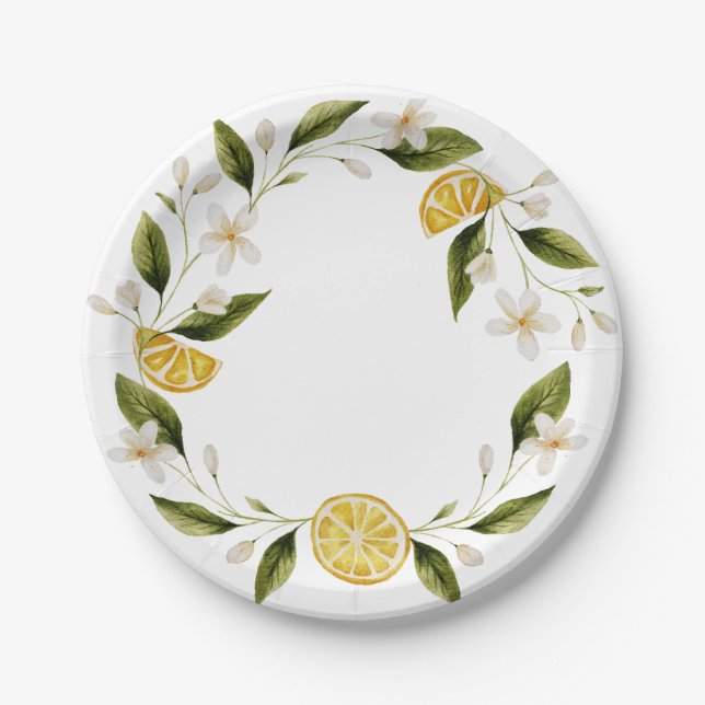 Assiettes En Carton Couronne de mariage Simple Italia Lemon (Devant)