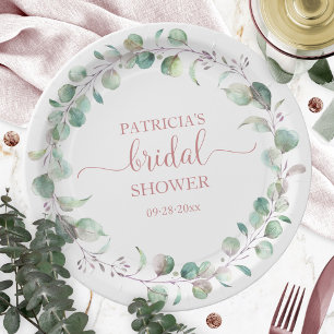 Assiettes En Carton Couronne de mariée en eucalyptus verdoyant