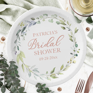 Assiettes En Carton Couronne de mariée en eucalyptus verdoyant