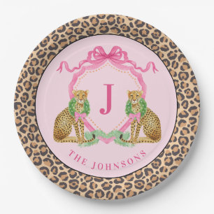Assiettes En Carton Couronne de Noël Blason de Léopard Monogramme