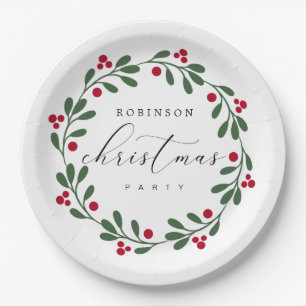 Assiettes En Carton Couronne de Noël personnalisée pour fête de Noël