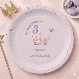 Assiettes En Carton Couronne de princesse 3e anniversaire Royalité tro