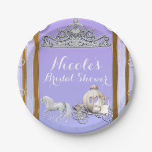 Assiettes En Carton Couronne de princesse en or violet Carrosse Fête S