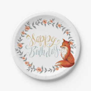Assiettes En Carton Couronne de renard d'anniversaire