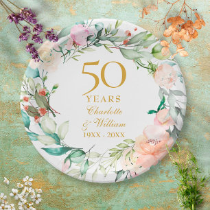 Assiettes En Carton Couronne de roses pour les 50 ans de mariage 