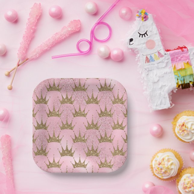 Assiettes En Carton Couronne dorée (Fête)