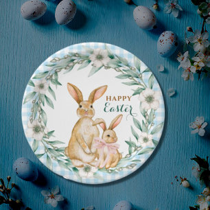 Assiettes En Carton Couronne florale à l'aquarelle Joyeuses Pâques