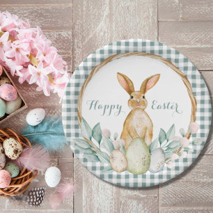 Assiettes En Carton Couronne florale aquarelle écossaise Joyeuses Pâqu