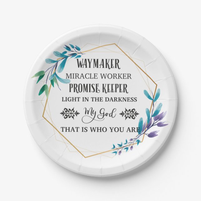 Assiettes En Carton Couronne florale bleue chrétienne (Devant)