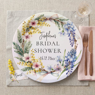 Assiettes En Carton Couronne florale de printemps aquarelle pour la do