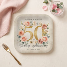 Couronne florale rose or pour le 50e anniversaire 