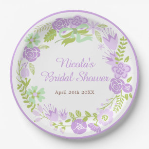 Assiettes En Carton Couronne florale violette magnifique pour Baby Sho