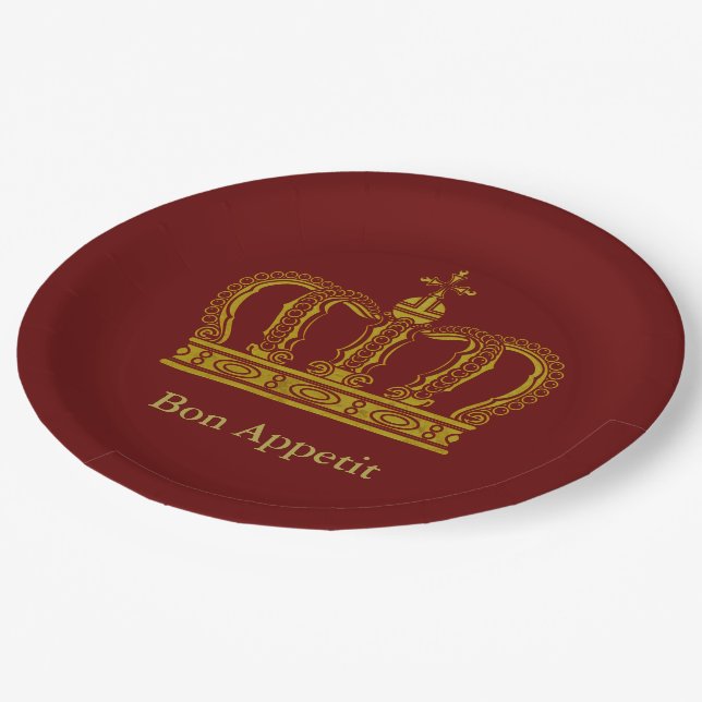 Assiettes En Carton Couronne royale d'or + votre backgr. et idées (Angle)