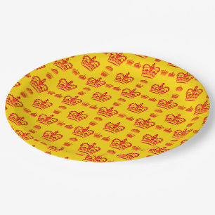 Assiettes En Carton Couronnes de papier couleur rouge du roi Motif san