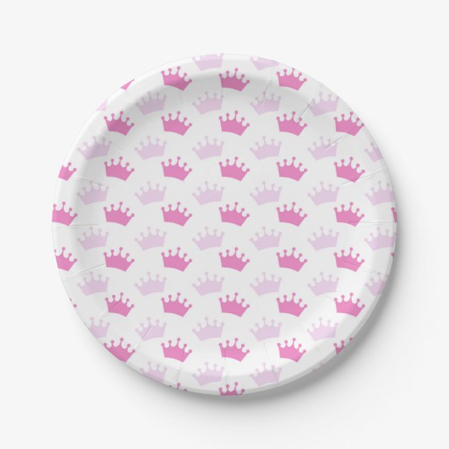 Assiettes En Carton Couronnes royales roses Fairytale Princess Baby sh (Devant)