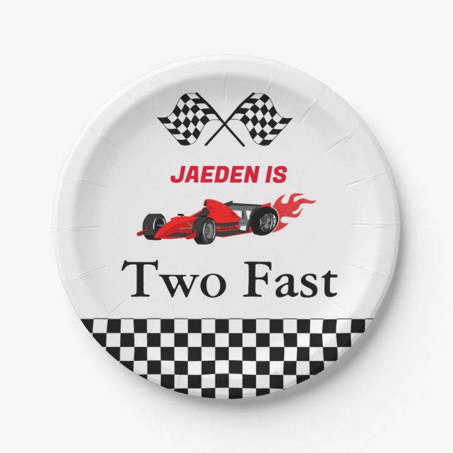 Assiettes En Carton Course automobile garçon 2ème anniversaire (Devant)