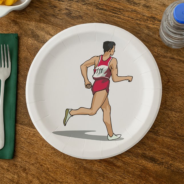 Assiettes En Carton Course Walker Athlète Sports Runner en mouvement (Créateur téléchargé)