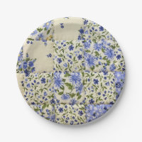 courtepointe à patchwork floral bleu