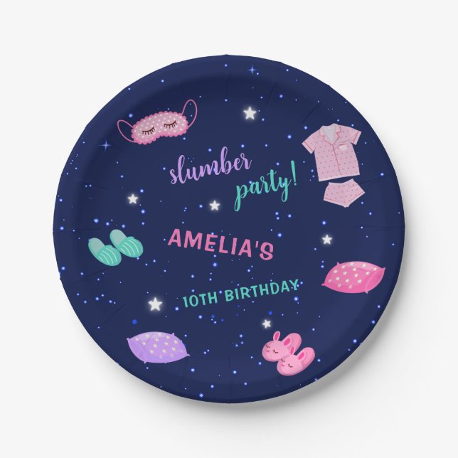 Assiettes En Carton Coussin de bois Anniversaire Fête Rose violet (Devant)