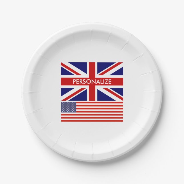 Assiettes En Carton Coutume britannique américaine anglaise de drapeau (Devant)