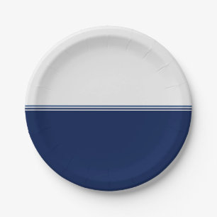 Assiettes En Carton Coutume moderne de bleu marine de rayures