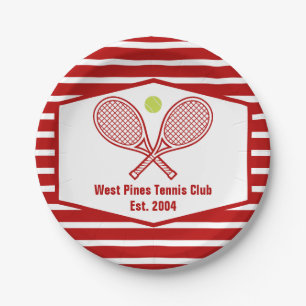 Assiettes En Carton Coutume Tennis Country Club Red Stried