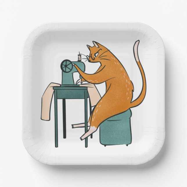 Assiettes En Carton Couture vintage de chat (Recto)