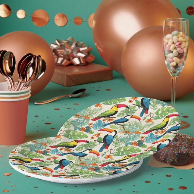 Assiettes En Carton Couvert de Toucan Tropical (Multi)