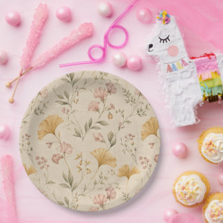 Assiettes En Carton Couverture de jet vintage moutarde florale botaniq