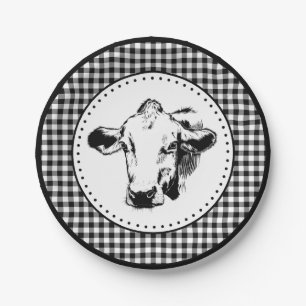 Assiettes En Carton Cow En vichy Ferme