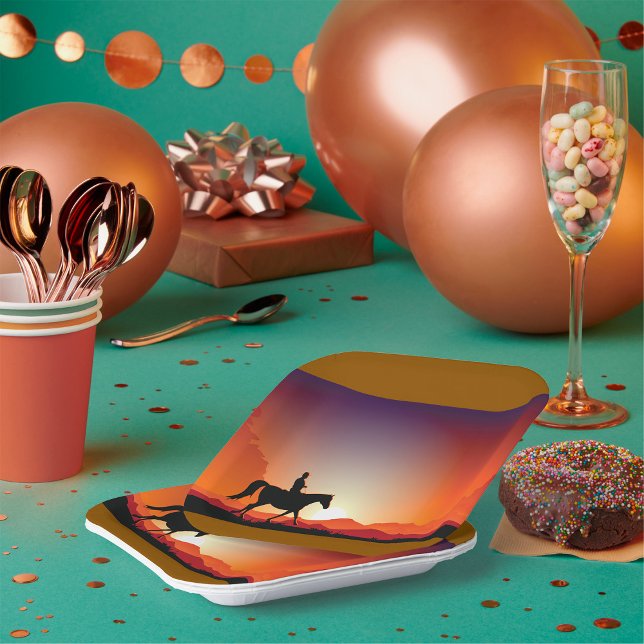 Assiettes En Carton Cowboy À Cheval Plaques En Papier (Créateur téléchargé)