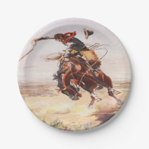 Assiettes En Carton Cowboy À L'Épreuve D'Une Plaque De Fête À Cheval