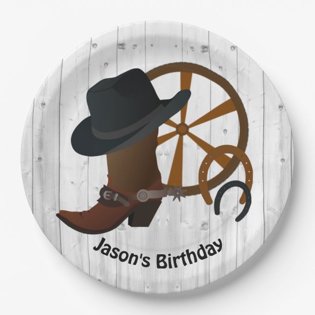 Assiettes En Carton Cowboy Anniversaire Parti Russe (Devant)