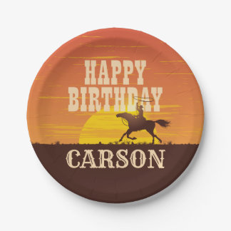 Assiettes En Carton Cowboy Anniversaire Rodeo, Wild West, Joyeux anniv