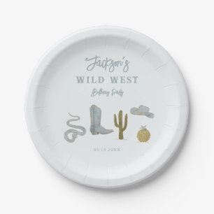 Assiettes En Carton Cowboy Blue Wild West Anniversaire