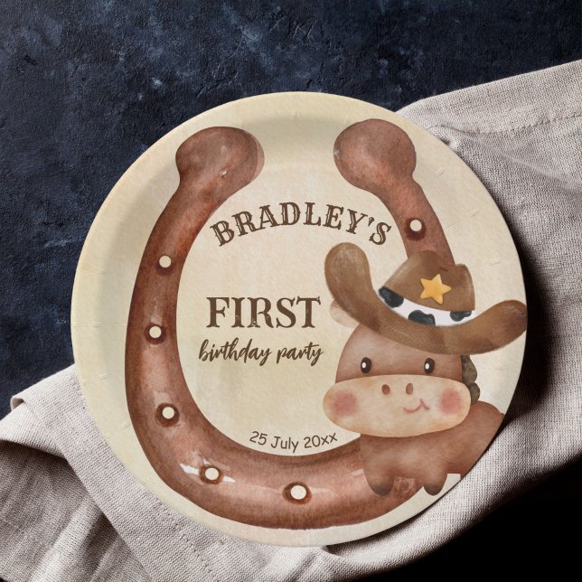 Assiettes En Carton Cowboy fête d'anniversaire bébé cheval dans un cas (Créateur téléchargé)