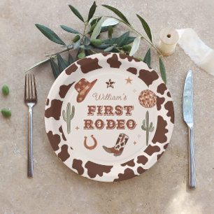 Assiettes En Carton Cowboy First Rodeo Wild West fête d'anniversaire