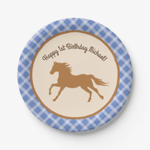 Assiettes En Carton Cowboy Horse Pony Cute 1er Anniversaire Thème de 