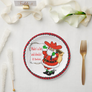 Assiettes En Carton Cowboy occidental Père Noël de Noël avec la lis