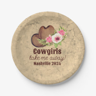 Assiettes En Carton Cowgirl Bachelorette Rustique Fleurs Roses