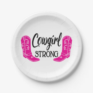 Assiettes En Carton Cowgirl Pink Cowboy Botte Western Country Party